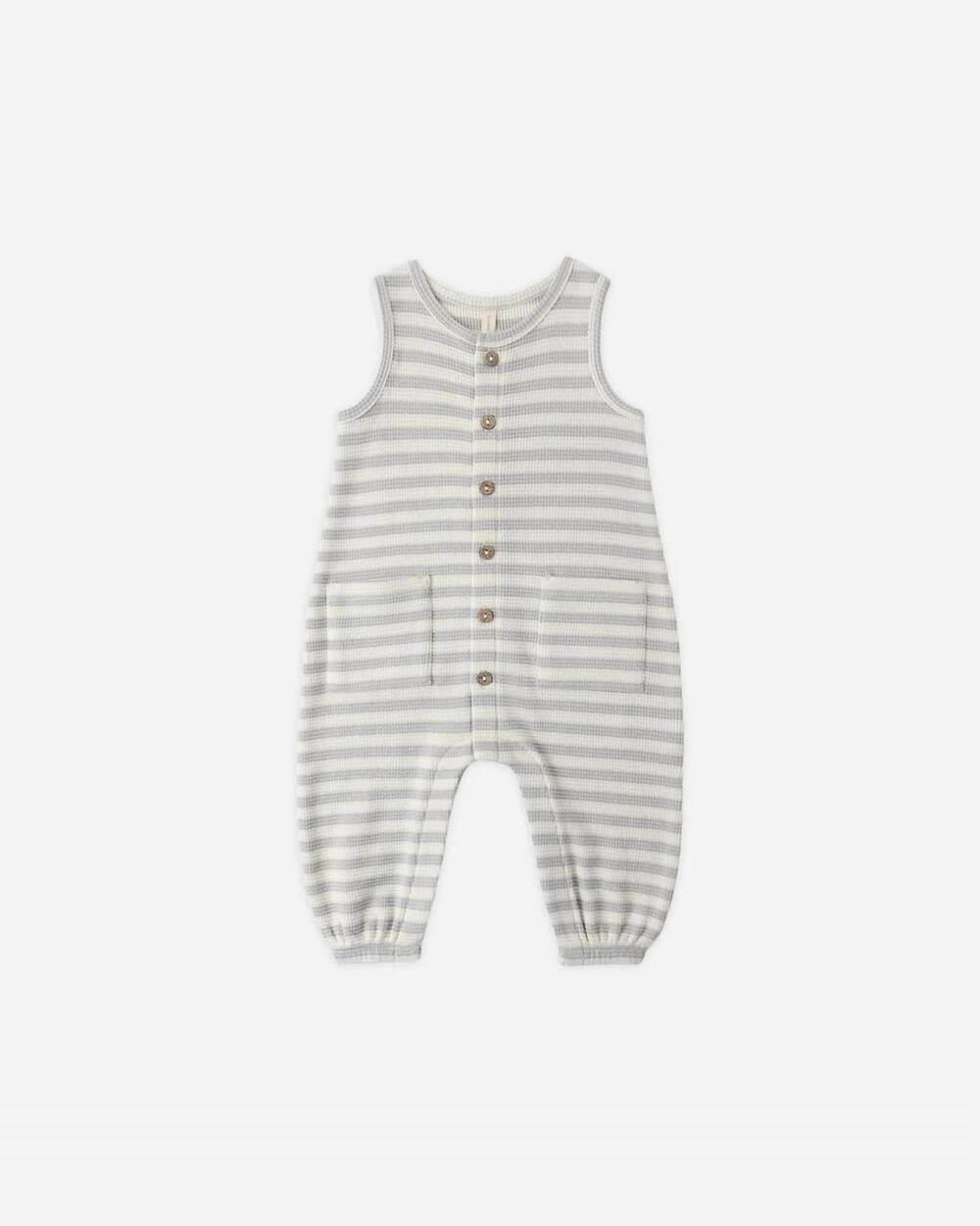NEW QUINCY MAE kids waffle jumpsuit in sky stripe